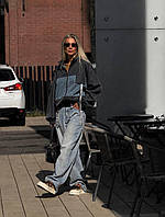 Ветровка женская oversize колорблок с накладным карманом, плащевка на подкладке, 42-54
