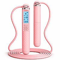 Скоростная скакалка APX 405, 3 м, аккумуляторная USB-C, с счетчиком прыжков, калорий и времени, шариковые подшипники, розовая