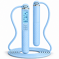 Скоростная скакалка APX 405, 3 м, аккумуляторная USB-C, с счетчиком прыжков, калорий и времени, шариковые подшипники, синяя