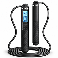 Скоростная скакалка APX 405, 3 м, аккумуляторная USB-C, с счетчиком прыжков, калорий и времени, шариковые подшипники, черная