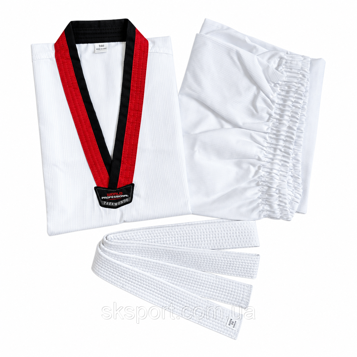 Добок форма для Taekwondo WT (WTF) СО-012 зріст 130см, білий, фото 1