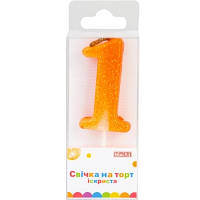 Свічка Maxi "1" із блискітками, що іскриться, 4,5 см, на торт MX622081-1 brooklyn