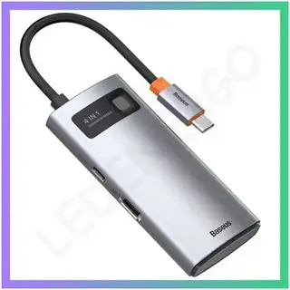 USB-хаб Baseus Metal Gleam Series 4-в-1 Type-C до HDMI USB 3.0 USB 2.0 PD для ноутбуків і ПК сірий SKU_Kosmos_CAHUB-CY0G