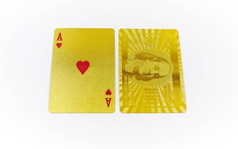 Игральные карты золотые 4566 Gold 100 Dollar: пластик, 54 карты - фото 2 - id-p527389583