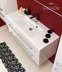 Біла тумба для ванни Grekon Fokus 100 см з білою раковиною Grekon Clever 100 х 39 см