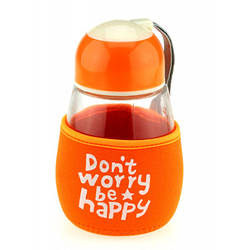 Пляшка з чохлом "Don't worry,be happy",4 кольори 475 ml