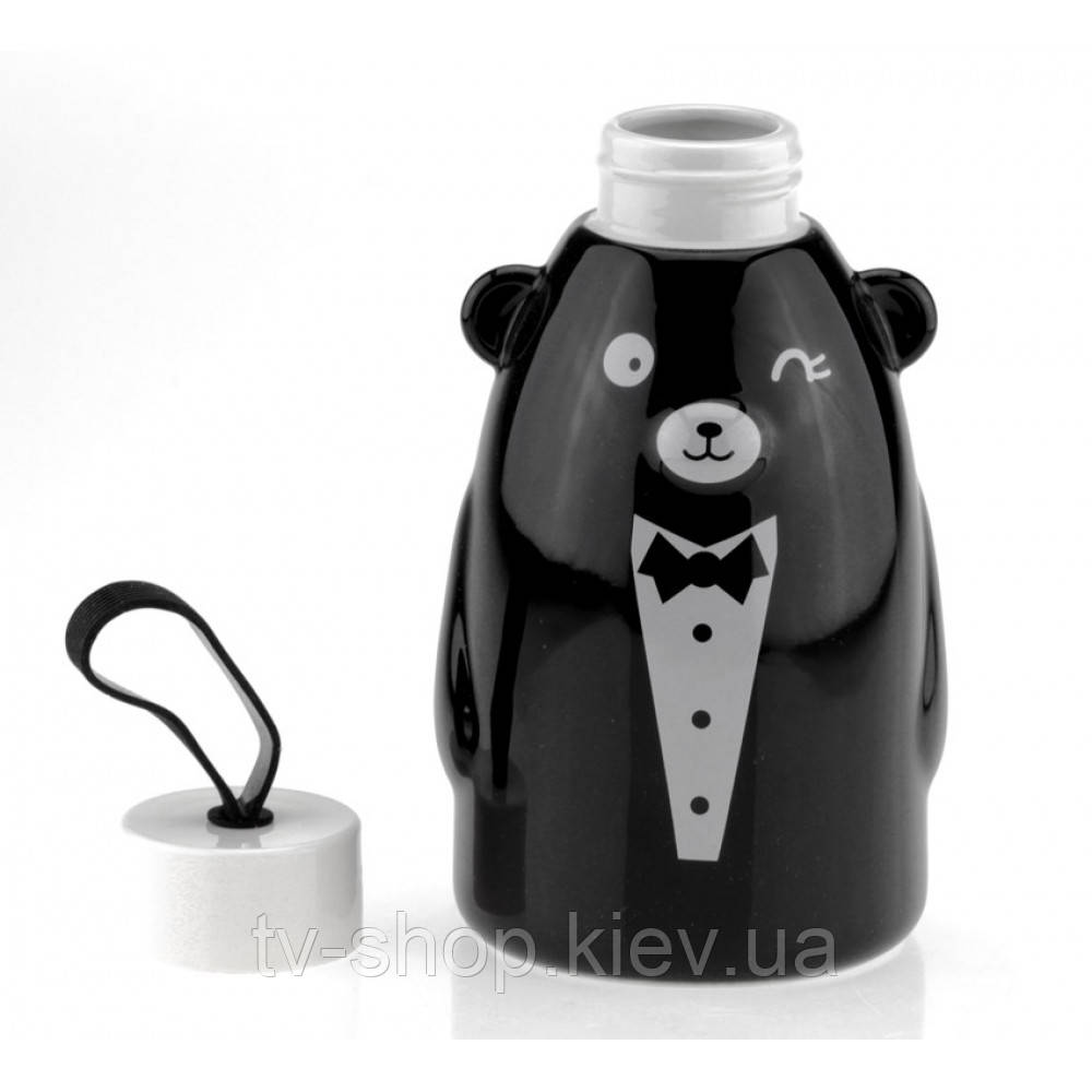 Термопляшка керамічна Gentle Bear,550 мл (чорний, білий)