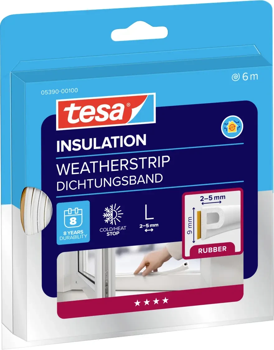 Уплотнительная лента tesa tesamoll® 05390-00100-00, (Д x Ш) 6 м x 9 мм, 6 м, 1 шт., фото 1