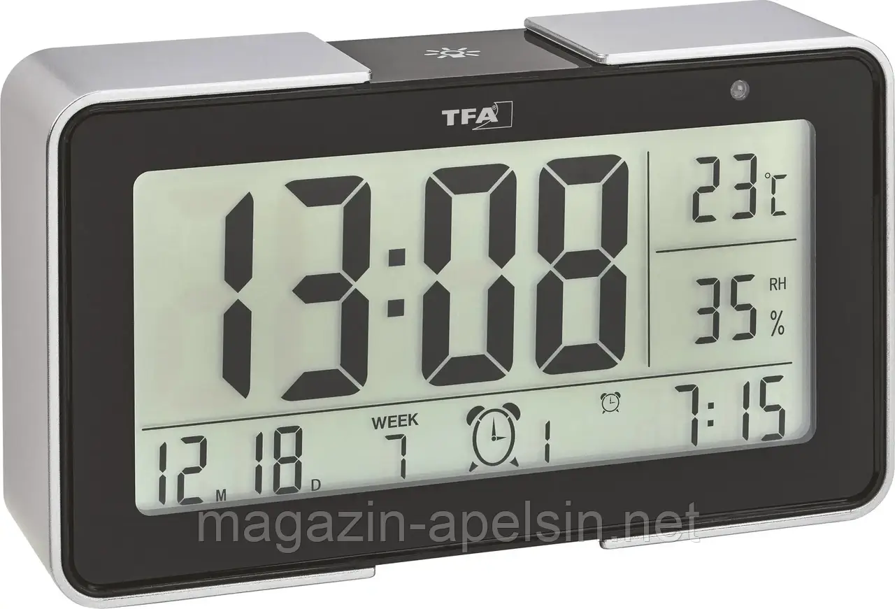 Будильник TFA Dostmann MELODY Digitaler Funk-Wecker с verschiedenen Wecktönen 60.2540.01, черный, серебристый