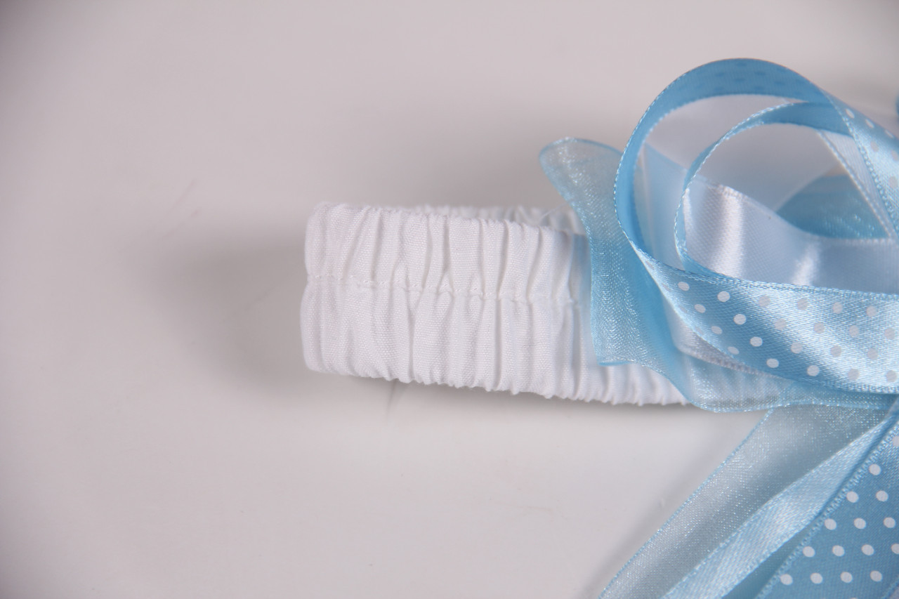 Бант резинка на выписку из роддома для новорожденного "Голубой" - фото 3 - id-p527563804