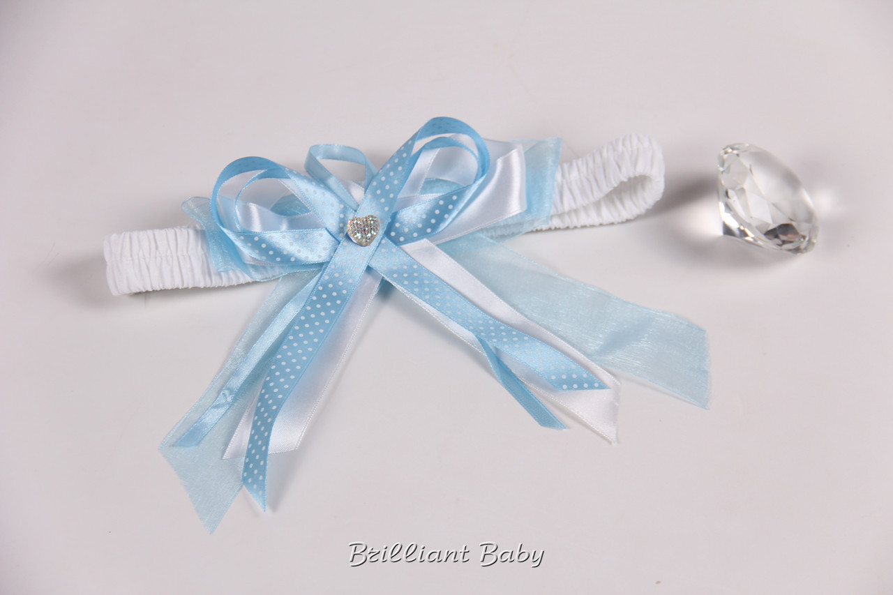 Бант резинка на выписку из роддома для новорожденного "Голубой" - фото 4 - id-p527563804