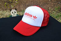 Спортивная кепка Adidas, Адидас, тракер, летняя кепка, унисекс, красного и белого цвета