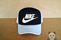 Спортивная кепка Nike, Найк, тракер, летняя кепка, мужская, женская, белого и черного цвета,