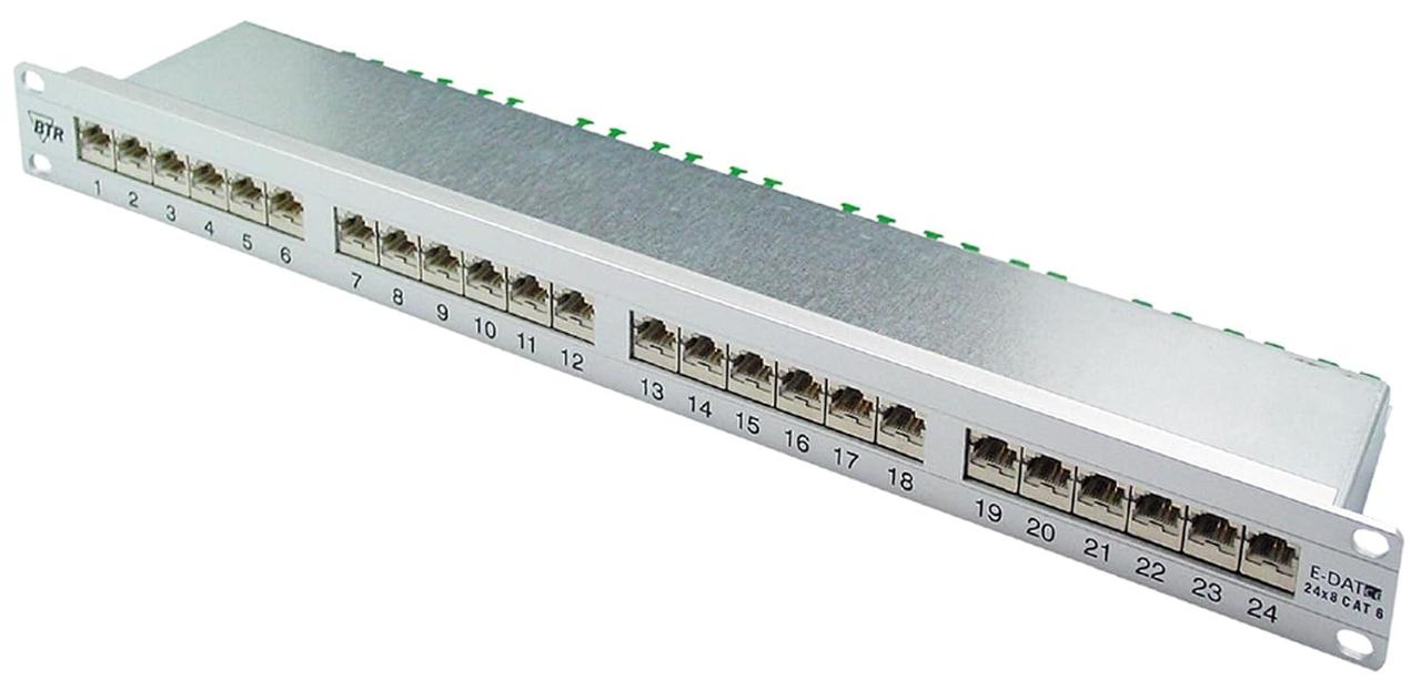 Патч-панель BTR E-DAT 24x88 1HE Cat.6, алюминиево-элоксовое покрытие, клеммы для подключения LSA, анодированный алюминий. - фото 1 - id-p3217117773