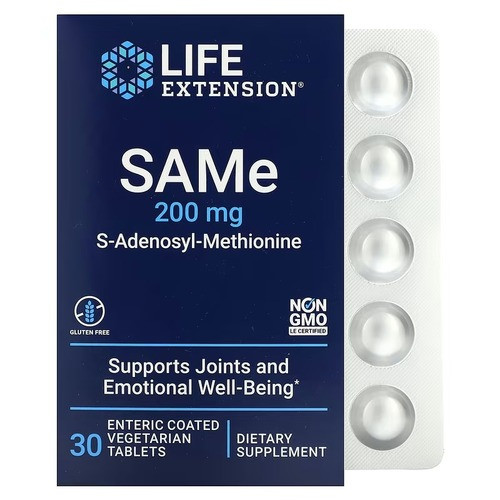 SAM-e SAMe 200 mg 30 Enteric Coated Tablets Life Extension CL0201014, фото 1