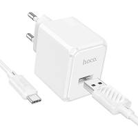 Зарядное устройство HOCO CS11A USB + cable USB to USB-C white (6942007603614)