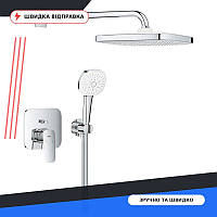 Душова система Grohe Cubeo хром верхній душ ручний душ для ванної кімнати змішувач і шланг