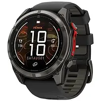 Смарт-часы Garmin Fenix 8 51mm MicroLED Sapphire Carbon Gray DLC Titanium with Black/Pebble Grey Silicone Band (010-03380-05)