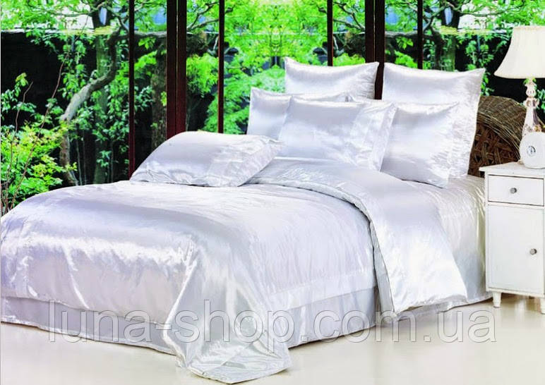 Атласный белый комплект постельного белья - фото 1 - id-p367962361