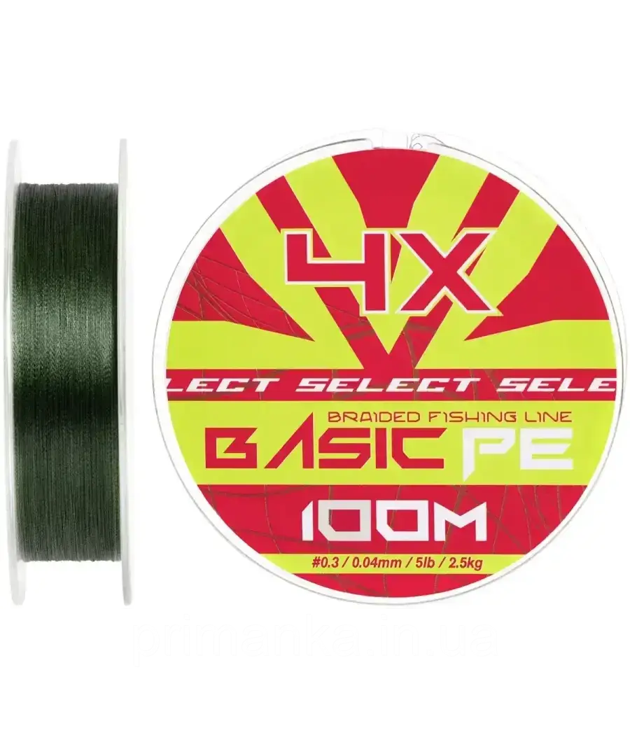Шнур Select Basic PE Green 100m №0.4/0.06mm 6lb/3kg, фото 1