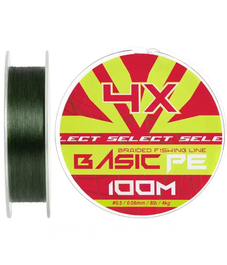 Шнур Select Basic PE Green 100m №0.5/0.08mm 8lb/4kg, фото 1