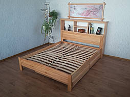 Кровать с полками в изголовье "Комби" (200*160), массив дерева - ольха, покрытие - лак. 1