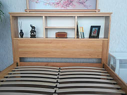 Кровать с полками в изголовье "Комби" (200*160), массив дерева - ольха, покрытие - лак. 4