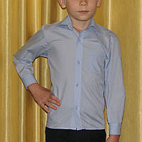 Рубашка детская для мальчика первоклассника р.116 светло-голубая, длинный рукав