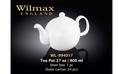 Заварювальний чайник 800 мл. фарфоровий білий Wilmax wl-994017 - фото 2 - id-p527998316