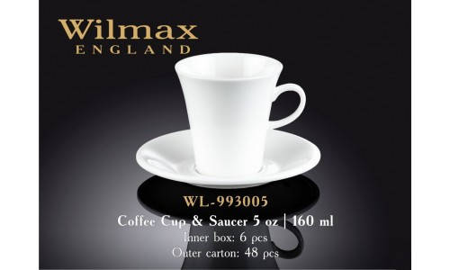 Чашка для кави з блюдцем 160мл. біла порцелянова Wilmax wl-993005, фото 2
