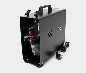 Компресор для аерографа двопоршневий із ресивером у захисному металевому корпусі