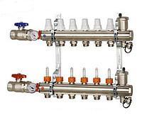 Колектор із регулювальними та запірними ручними вентилями на 2 виходи