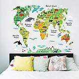 Вінілова наклейка "Карта світу для дітей", фото 3
