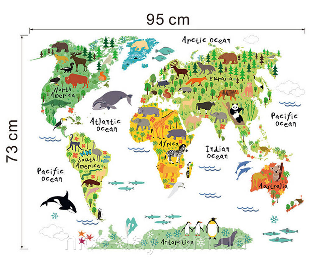 Виниловая наклейка "Карта мира для детей" - фото 4 - id-p528061558