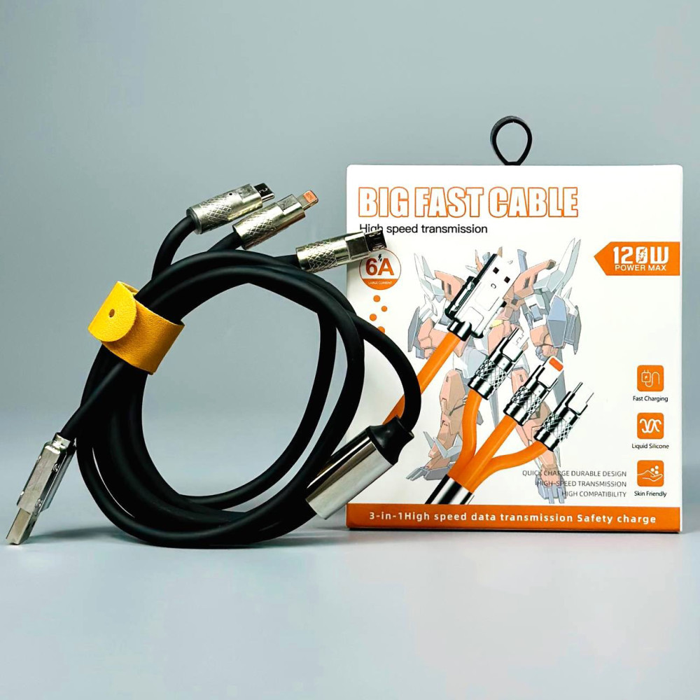 Data Cable High speed transmission Micro, Lightning, Type-C 1.1m, фото 1