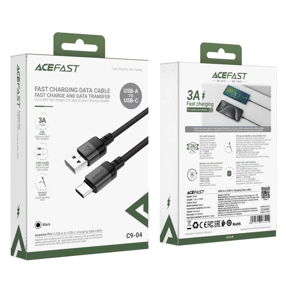 Data Cable AceFast Type-C 3A 1.2m, фото 1
