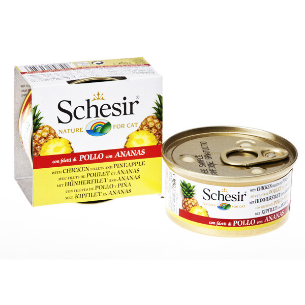 Консерва Schesir Chicken Pineapple ШЕЗИР КУРКА З АНАНАСОМ для кішок, банка 75 г
