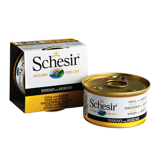 Консерва Schesir Cat Tuna Surimi ШЕЗИР ТУНЕЦЬ З СУРІМІ для кішок, тунець з сурімі в желе, банка 85 г