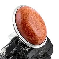 Авантюрин золотий пісок, срібло 925, кільце, 438КА