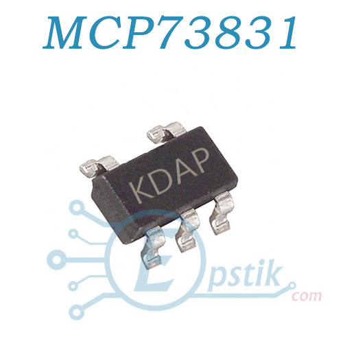 MCP73831T5, (KDVA), мікросхема живлення Li-Ion/Li-Pol 500mA 4.2 V, SOT23-5