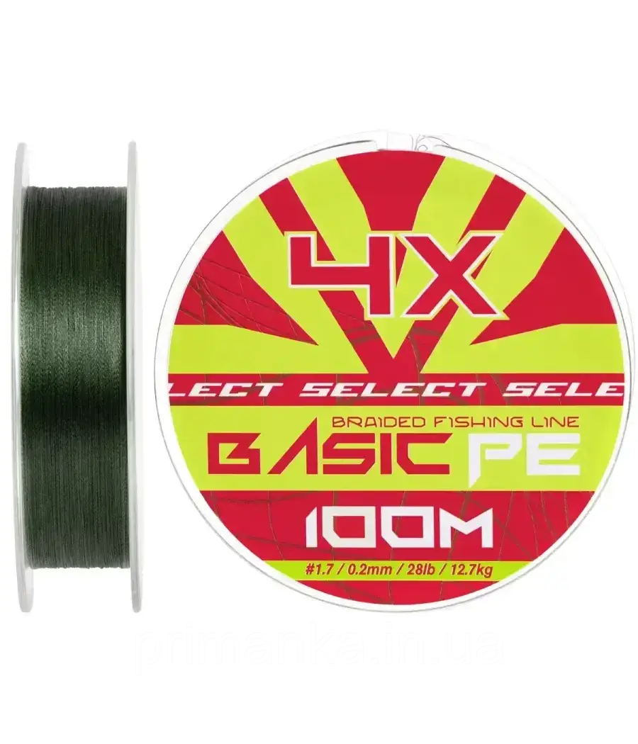 Шнур Select Basic PE Green 100m №1.7/0.20mm 28lb/12.7kg, фото 1