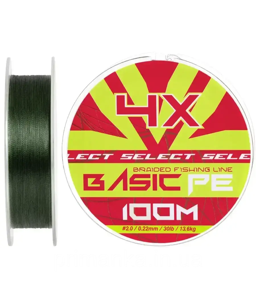 Шнур Select Basic PE Green 100m №2.0/0.22mm 30lb/13.6kg, фото 1