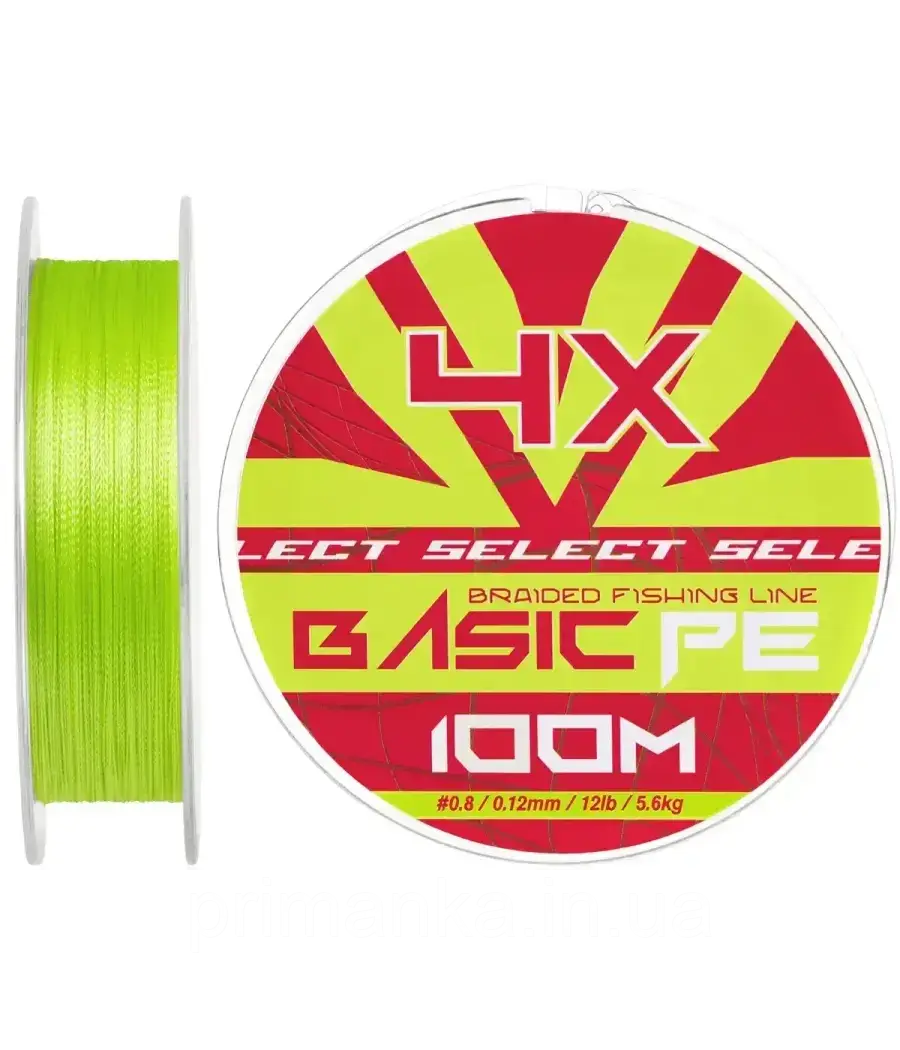 Шнур Select Basic PE Light Green 100m №0.8/0.12mm 12lb/5.6kg, фото 1