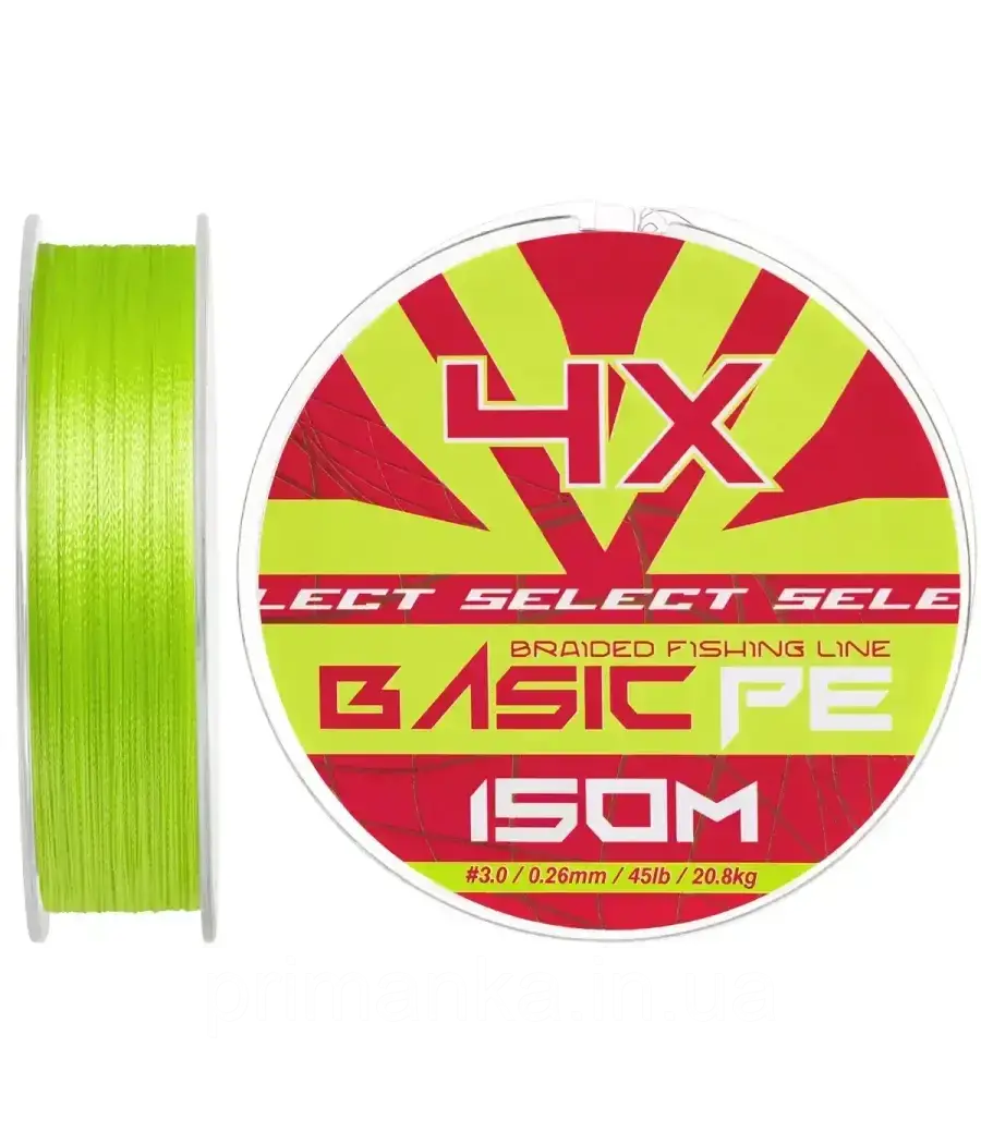Шнур Select Basic PE Light Green 150m №3.0/0.26mm 45lb/20.8kg, фото 1