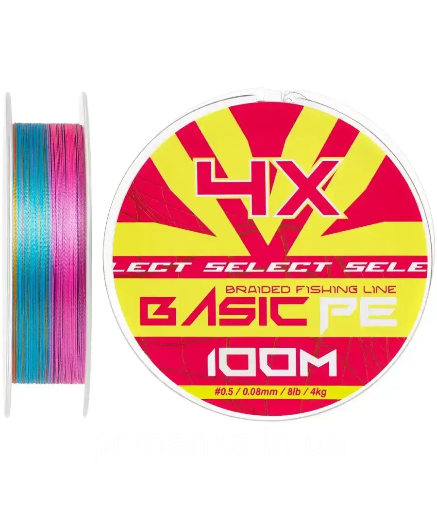 Шнур Select Basic PE Multicolor 100m №0.5/0.08mm 8lb/4kg, фото 1