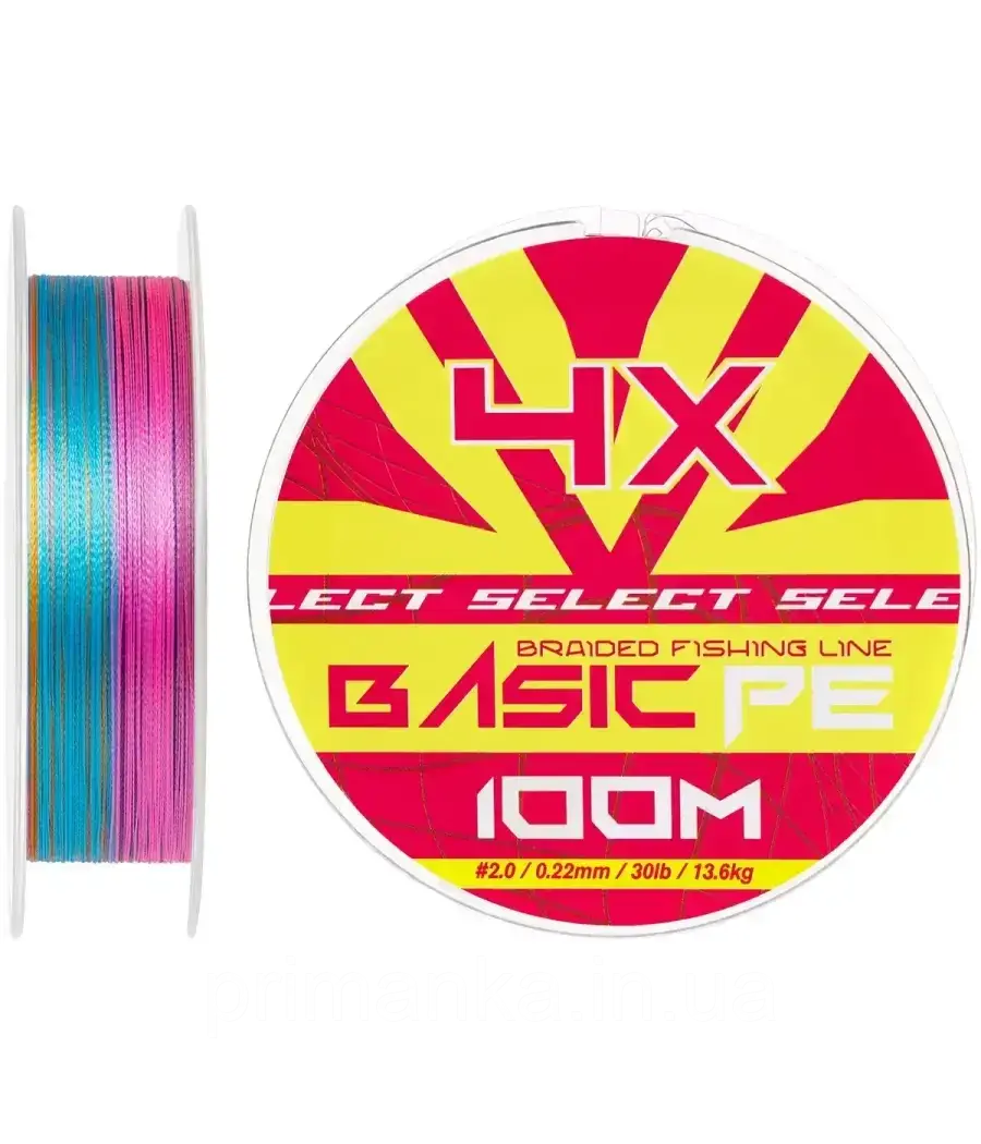 Шнур Select Basic PE Multicolor 100m №2.0/0.22mm 30lb/13.6kg, фото 1