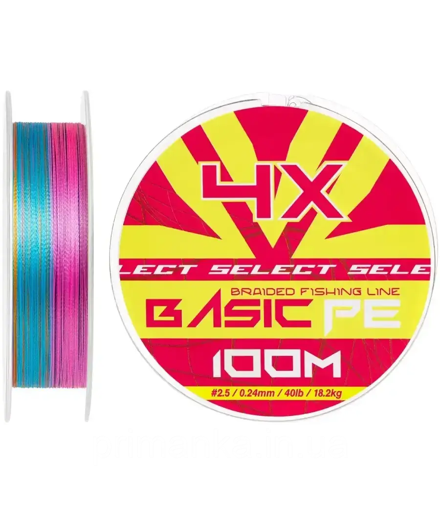 Шнур Select Basic PE Multicolor 100m №2.5/0.24mm 40lb/18.2kg, фото 1