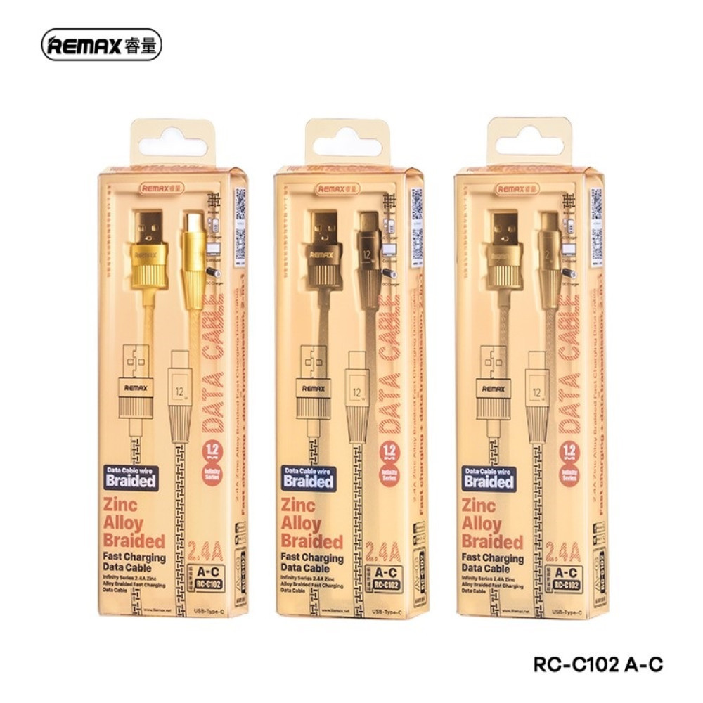 Data Cable Remax RC-C102 Infinity Series Type-C 2.4A 1.2m, фото 1
