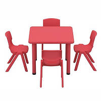 Дитячий столик зі стільчиками B0203-3 регульована висота (червоний)