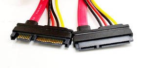 Кабель SATA 2.0, 7+15pin (M) to SATA 7+15pin (F) - 10см, фото 3